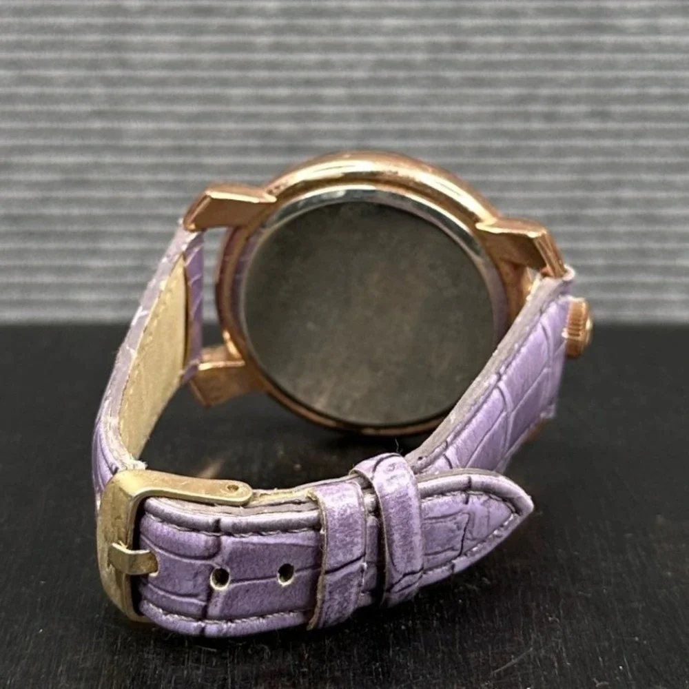 Via Nova Gaga Style Watch Rose Gold Tone Case Purple Croc Strap Colorful  Y2k